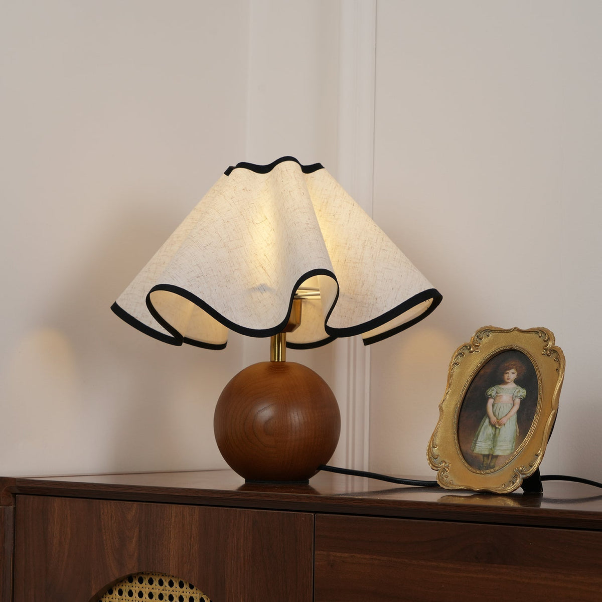 Kalion Lampe de Table en Bois Et Tissu