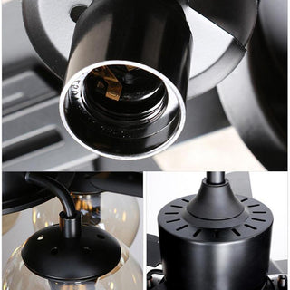 Zazoren Plafonnier Verre Noir Vintage Ventilateur de plafond