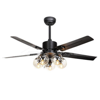 Zazoren Plafonnier Verre Noir Vintage Ventilateur de plafond