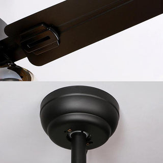 Zazoren Plafonnier Verre Noir Vintage Ventilateur de plafond